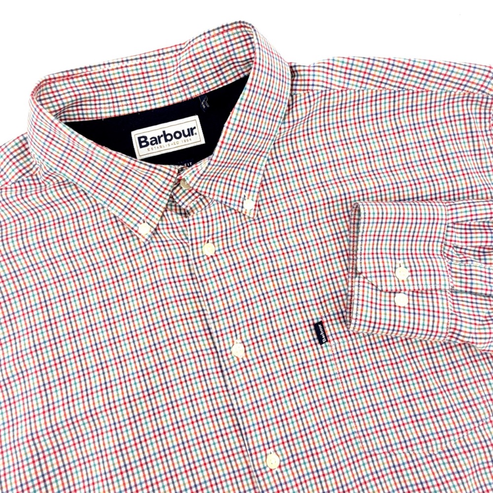 Barbour Elwood Shirt Mens XL Multi Color Excellent Tailored Fit Tattersall